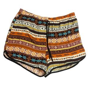 DGNY Tribal Aztec Print Baggie Native Ethnic Boho Soft Hot Pant Shorts - Size 2X